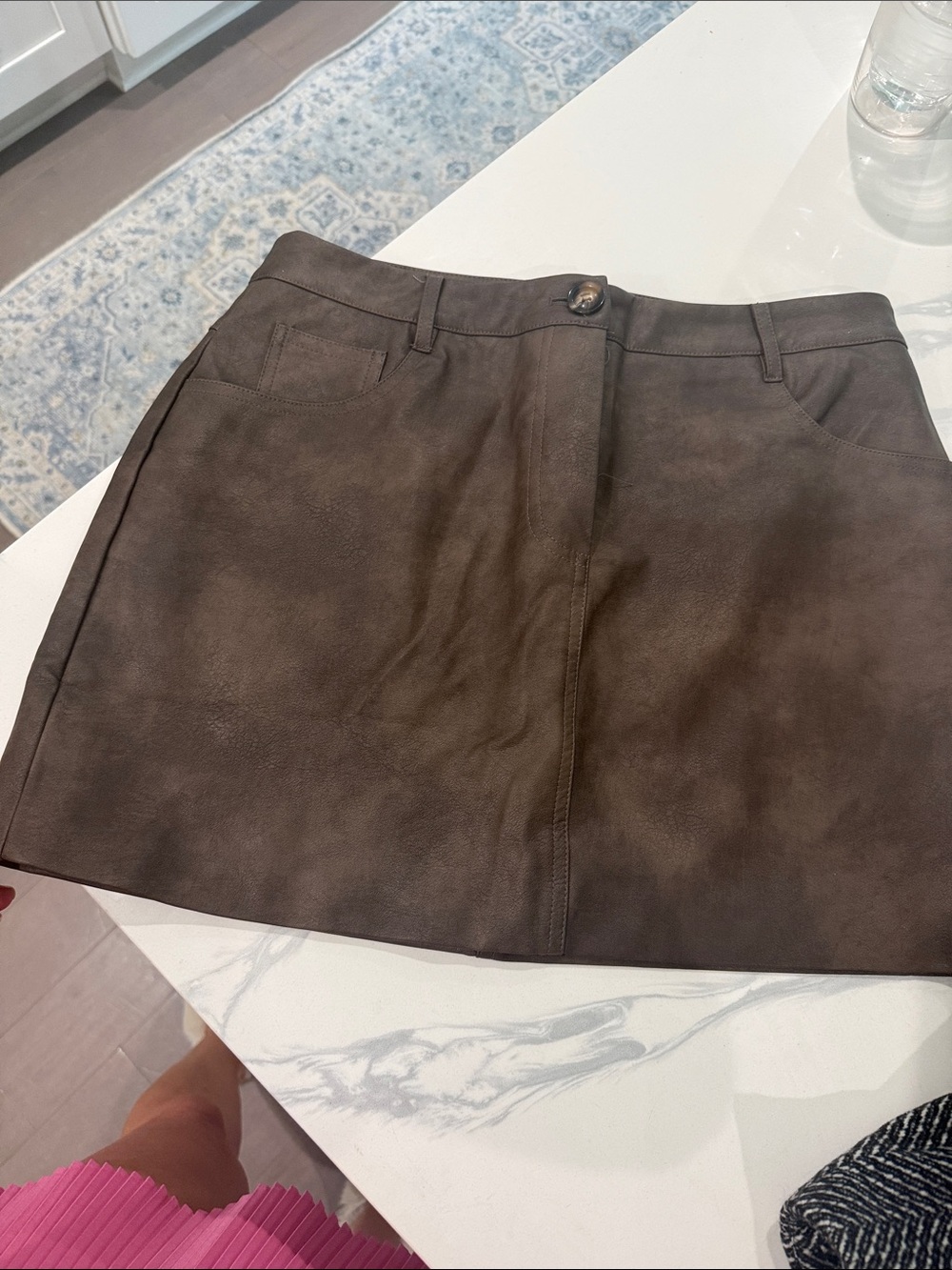 vestique Brown Faux-Suede Mini Skirt